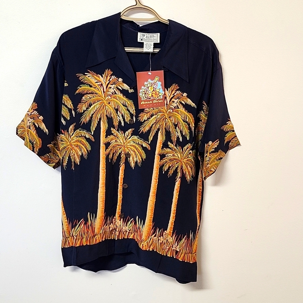 Avanti 100% Silk Hawaiian Mens Shirt New with Tag